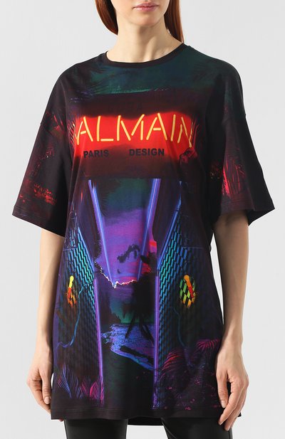 Хлопковая футболка BALMAIN черного цвета по цене 69950 руб., арт. RF11106/I062, фото 3 Хлопковая футболка BALMAIN, арт. RF11106/I062, фото 3