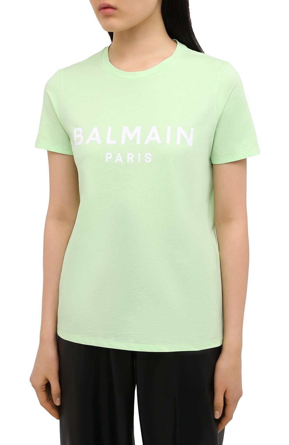 Хлопковая футболка BALMAIN светло-зеленого цвета по цене 29950 руб., арт. VF11350/B019, фото 3 Хлопковая футболка BALMAIN, арт. VF11350/B019, фото 3
