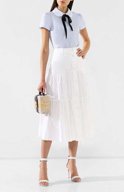 Блузка с короткими рукавами REDVALENTINO голубого цвета по цене 17700 руб., арт. RR0AAA50/EZL, фото 2 Блузка с короткими рукавами REDVALENTINO, арт. RR0AAA50/EZL, фото 2