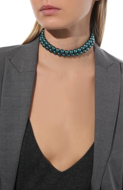 Колье SAINT LAURENT голубого цвета по цене 59950 руб., арт. 671651/Y1526, фото 2 Колье SAINT LAURENT, арт. 671651/Y1526, фото 2