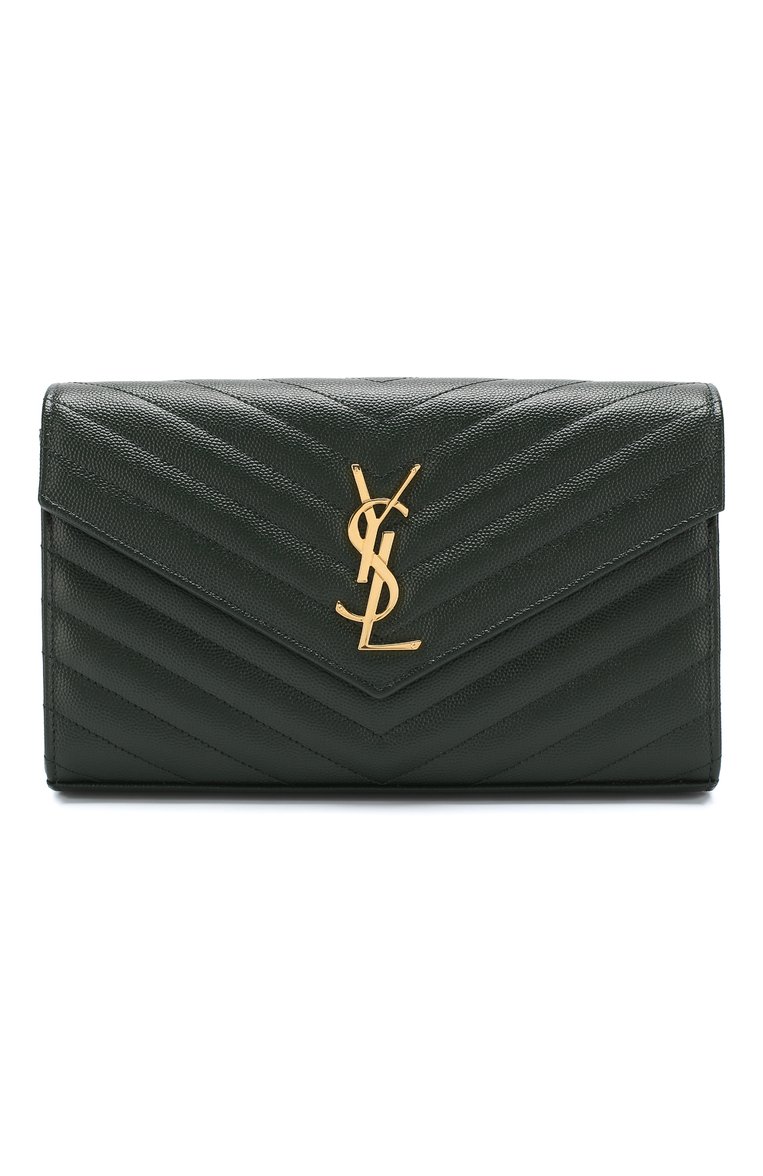 Женская сумка monogram envelope SAINT LAURENT хаки цвета, арт. 377828/B0W01 | Фото 1 (Материал: Натуральная кожа; Размер: small; Ремень/цепочка: На ремешке; Сумки-технические: Сумки через плечо; Статус проверки: Проверена категория; Драгоценны�е камни: Проставлено; Материал сплава: Проставлено)