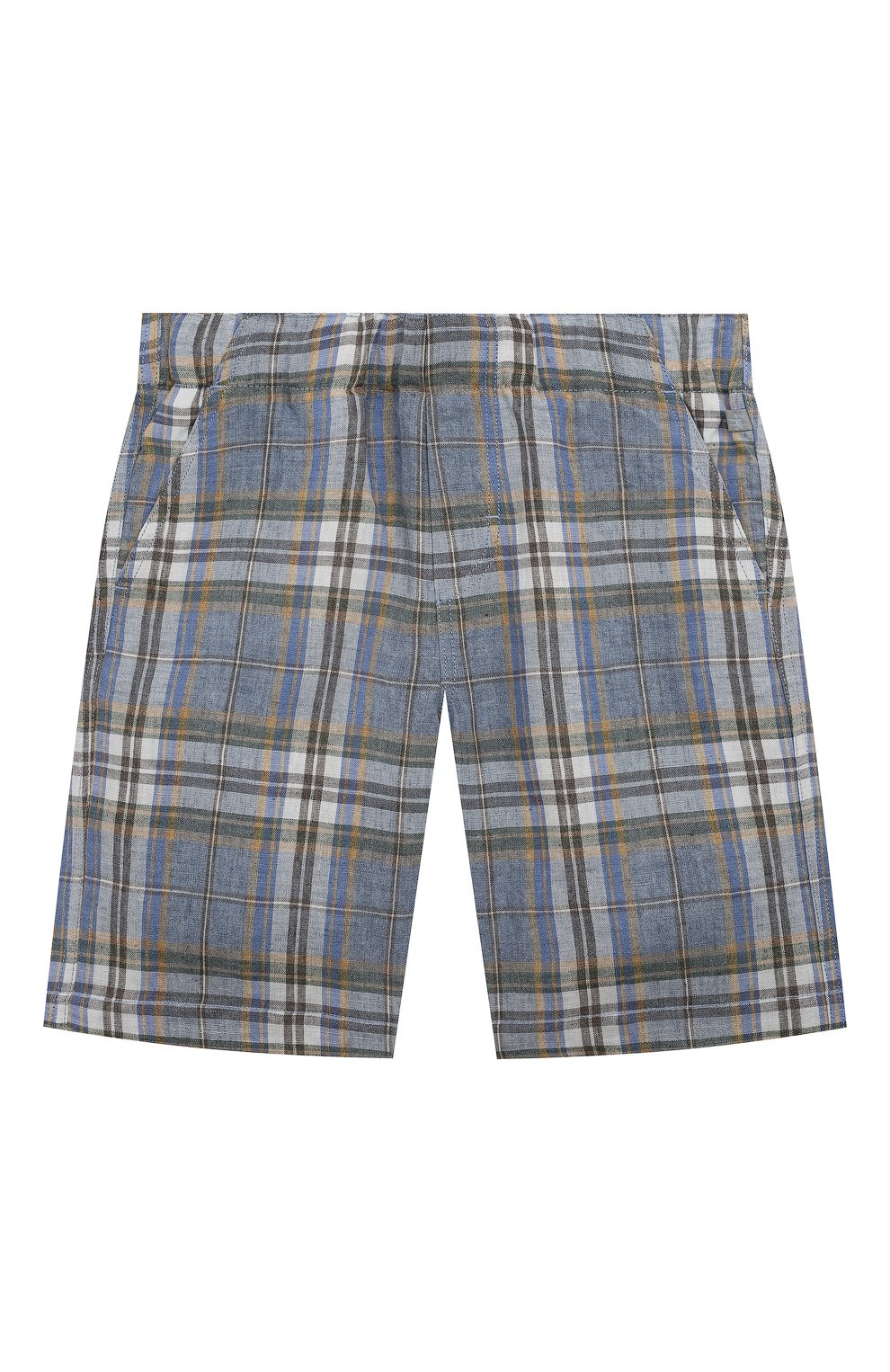 Льняные шорты IL GUFO синего цвета по цене 15200 руб., арт. P24PB172L3021/10A-14A, фото 1 Льняные шорты IL GUFO, арт. P24PB172L3021/10A-14A, фото 1