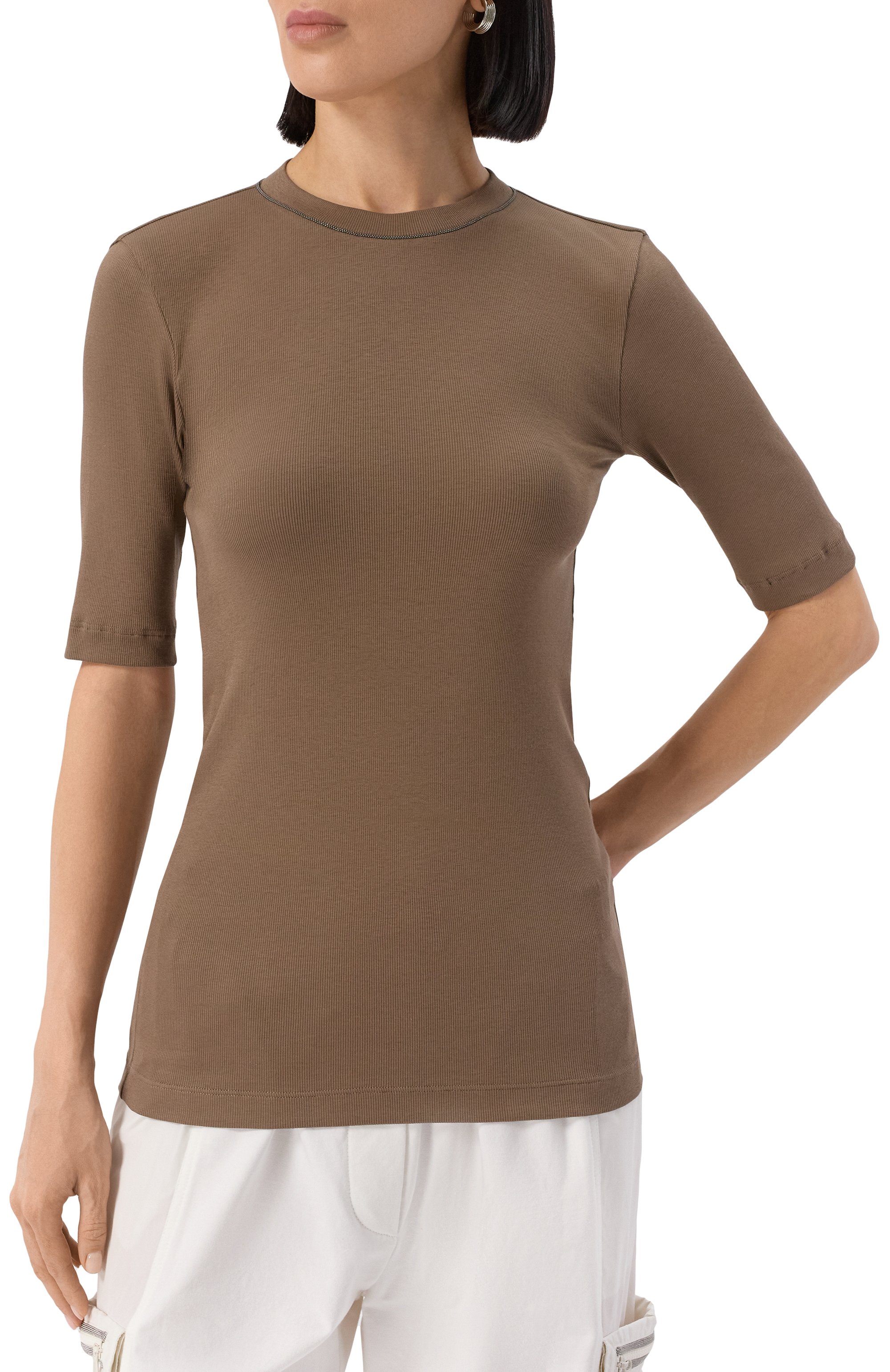 Хлопковый топ BRUNELLO CUCINELLI, арт. MPT18BD200, фото 3