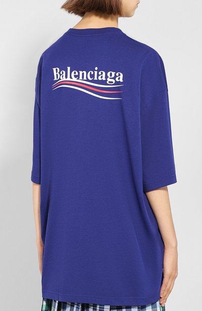 Хлопковая футболка свободного кроя с контрастной надписью BALENCIAGA, арт. 518213/TAV44, фото 4