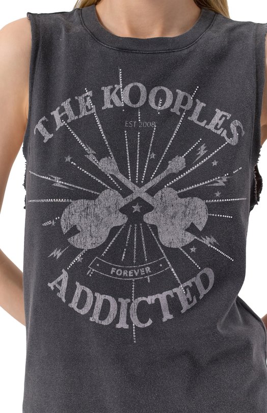 Хлопковый топ The Kooples FDEB30002K Серый  FDEB30002K Фото 5