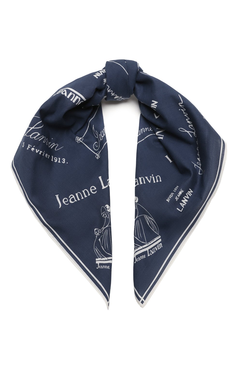 Хлопковый платок LANVIN синего цвета по цене 9215 руб., арт. 6L5555/SQ071, фото 1 Хлопковый платок LANVIN, арт. 6L5555/SQ071, фото 1