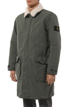 Мужская утепленная куртка STONE ISLAND хаки цвета, арт. 751570749 | Фото 3 (Материал утеплителя: Шерсть; Рукава: Длинные; Длина (верхняя одежда): До колена; Материал вне�шний: Синтетический материал; Мужское Кросс-КТ: утепленные куртки; Материал сплава: Проставлено; Драгоценные камни: Проставлено; Стили: Кэжуэл)