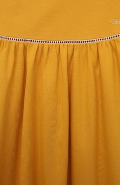 Детское хлопковое платье CHLOÉ желтого цвета, арт. C20071/6A-12A | Фото 3 (Рукава: Короткие; Материал внешний: Хлопок; Девочки Кросс-КТ: Платье-одежда; Случай: Повседневный)