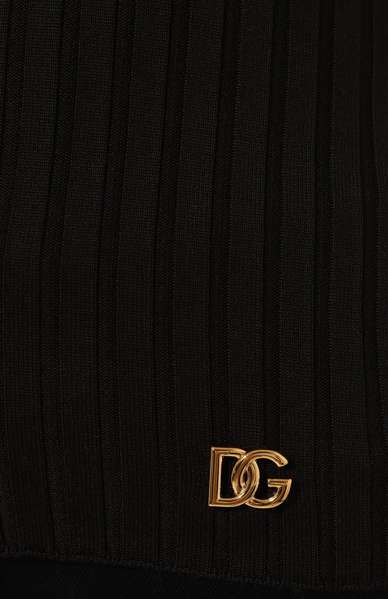 Женский шерстяной пуловер DOLCE & GABBANA темно-коричневого цвета, арт. FXM26T/JCVJ7 | Фото 5 (Материал внешний: Шерсть; Рукава: Длинные; Длина (для топов): Стандартные; Материал сплава: Проставлено; Женское Кросс-КТ: Пуловер-одежда; Драгоценные камни: Проставлено; Стили: Кэжуэл)