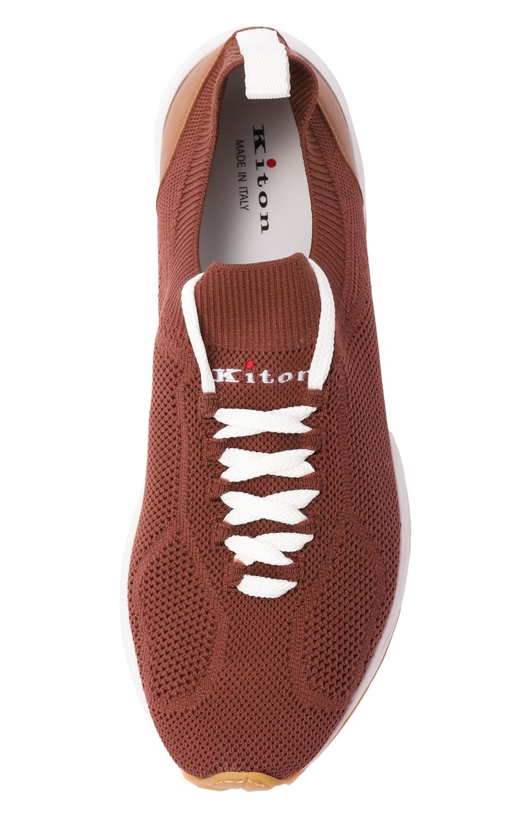 Мужские текстильные кроссовки KITON коричневого цвета, арт. USSA269N0133809 | Фото 6 (Материал внешний: Экокожа, Текстиль; Материал внутренний: Натуральная кожа; Подошва: Массивная; Стили: Классический; Материал утеплителя: Без утеплителя; Кросс-КТ: Низкие; Автоматизация ТО: Проставлено; Автоматизация состава: Проставлено)