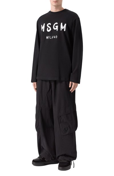 Хлопковый лонгслив MSGM черного цвета по цене 15550 руб., арт. 2000MM511/200002, фото 2 Хлопковый лонгслив MSGM, арт. 2000MM511/200002, фото 2
