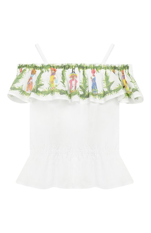 

Хлопковый топ на бретельках Stella Jean Kids, Белый