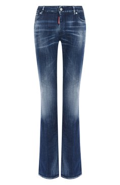 Женские джинсы DSQUARED2 синего цвета, арт. S72LB0844/S30342 | Фото 1 (Длина (брюки, джинсы): Удлиненные; Материал внешний: Хлопок, Деним; Детали: Делаве; Силуэт Ж (брюки и джинсы): Расклешенные; Кросс-КТ: Деним; Стили: Гранж)