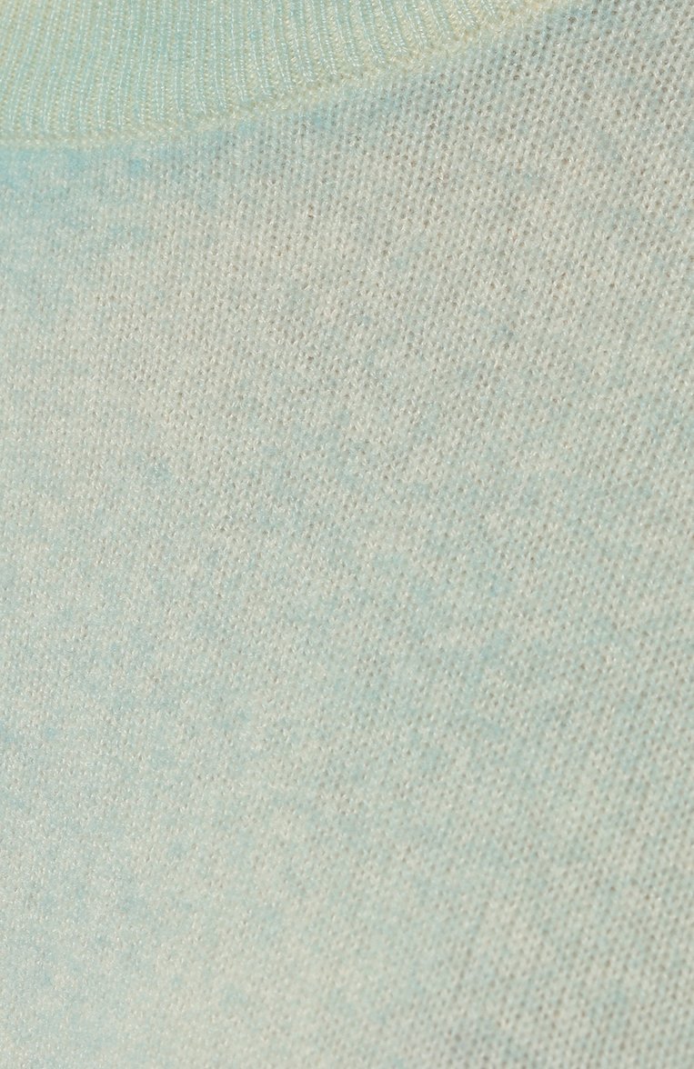 Женский пуловер с короткими рукавами COLOMBO бирюзового цвета, арт. MA04203_SPR/2-26KI-SE | Фото 5 (Материал внешний: Шерсть, Кашемир; Рукава: Короткие; Длина (для топов): Стандартные; Материал сплава: Проставлено; Женское Кросс-КТ: Пуловер-одежда; Драгоценные камни: Проставлено; Стили: Кэжуэл)