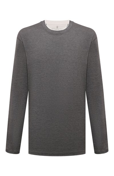 Мужская лонгслив из шелка и хлопка BRUNELLO CUCINELLI, арт. MH8367433W