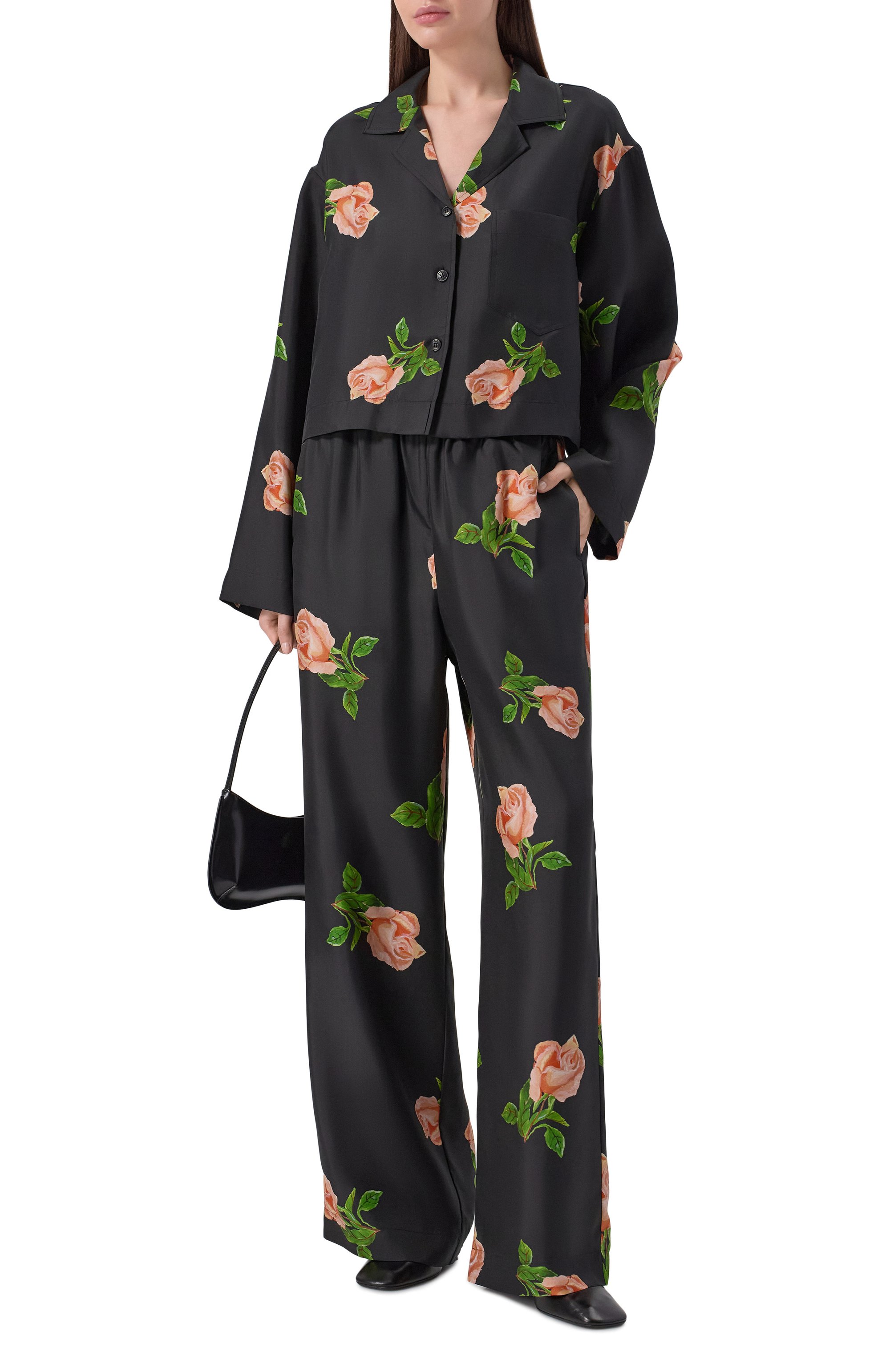 Шелковая рубашка NANUSHKA черного цвета по цене 69900 руб., арт. VALLY, фото 2 Шелковая рубашка NANUSHKA, арт. VALLY, фото 2