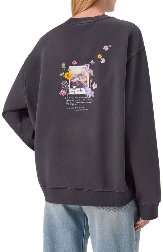 Хлопковый свитшот HUGO 50561052 Серый  50561052 Фото 4