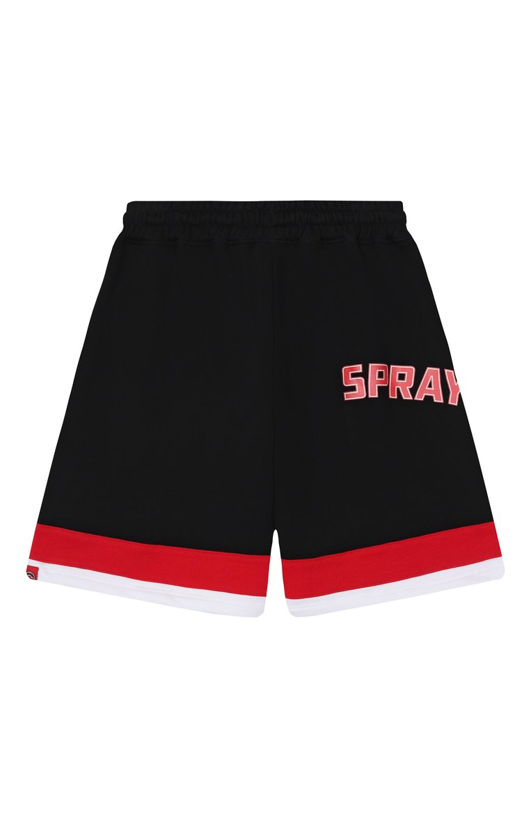 Детские хлопковые шорты SPRAYGROUND черного цвета, арт. SPY1212EBLK | Фото 2 (Материал внешний: Хлопок; Нос: Не проставлено; Случай: Повседневный; Ростовка одежда: 8 лет | 128 см, 10 - 11 лет | 140 - 146см, 12 лет | 152 см, 13 - 15 лет | 158 см, 16 лет | 164 см)
