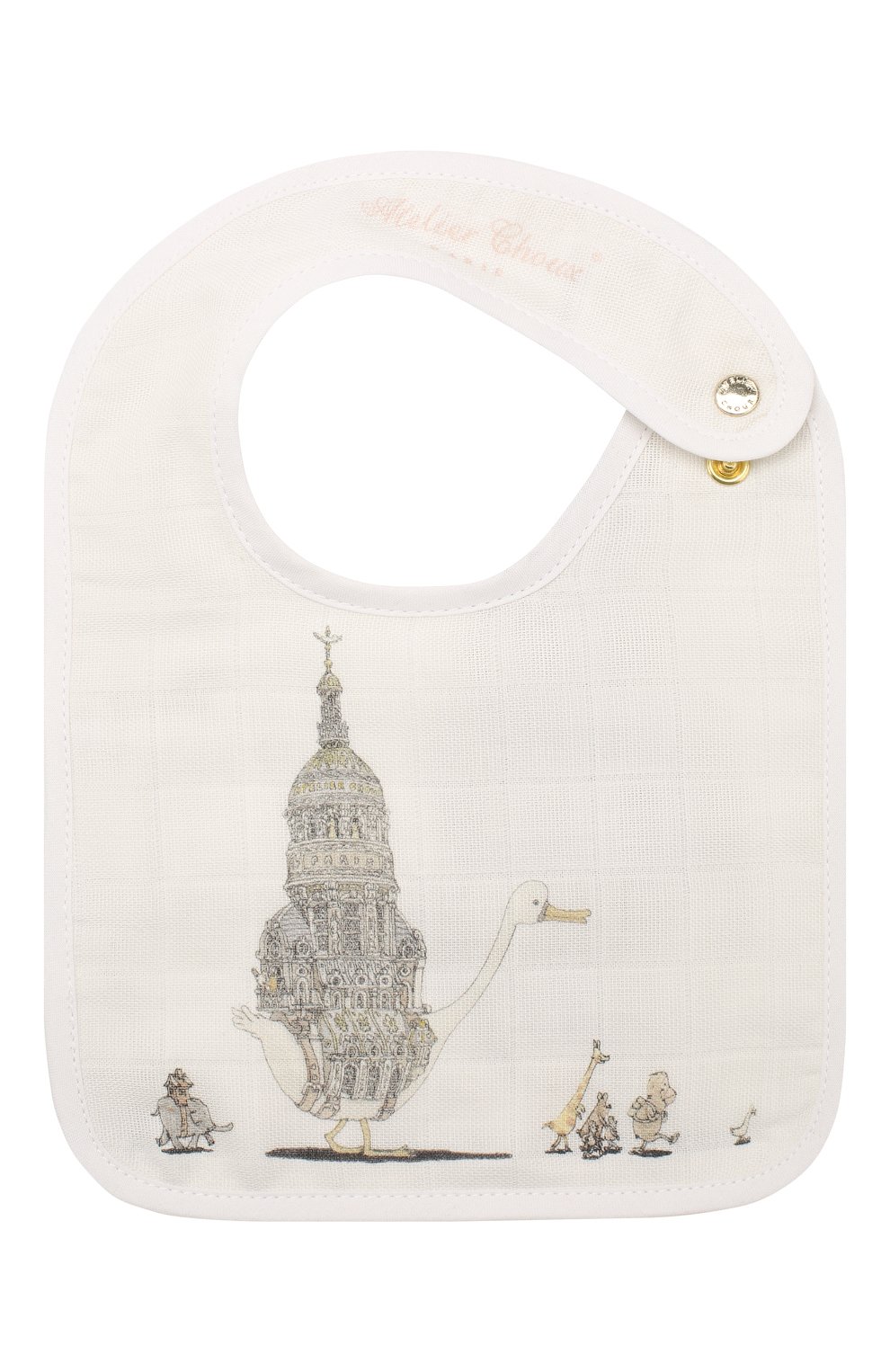 Хлопковый нагрудник ATELIER CHOUX, арт. SMALL BIB-ATELIER CH0UX-G0LD SNAPS, фото 1