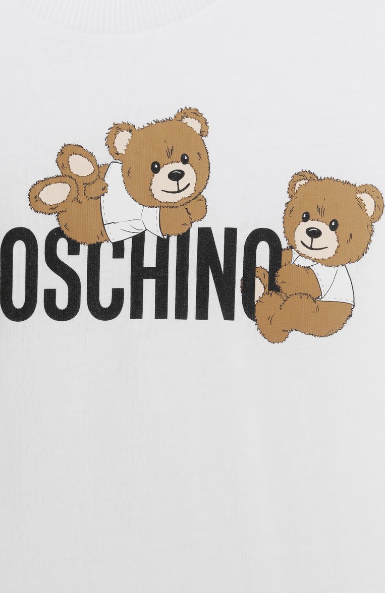 Мужского хлопковая футболка MOSCHINO белого цвета, арт. HUM059/LAA23/4-8 | Фото 3 (Материал внешний: Хлопок; Девочки Кросс-КТ: футболка-одежда; Региональные ограничения белый список (Axapta Mercury): Не проставлено; Нос: Не проставлено; Мальчики Кросс-КТ: Футболка-одежда; Ростовка одежда: 5 лет | 110 см, 6 лет | 116 см, 8 лет | 128 см, 4 года | 104 см)