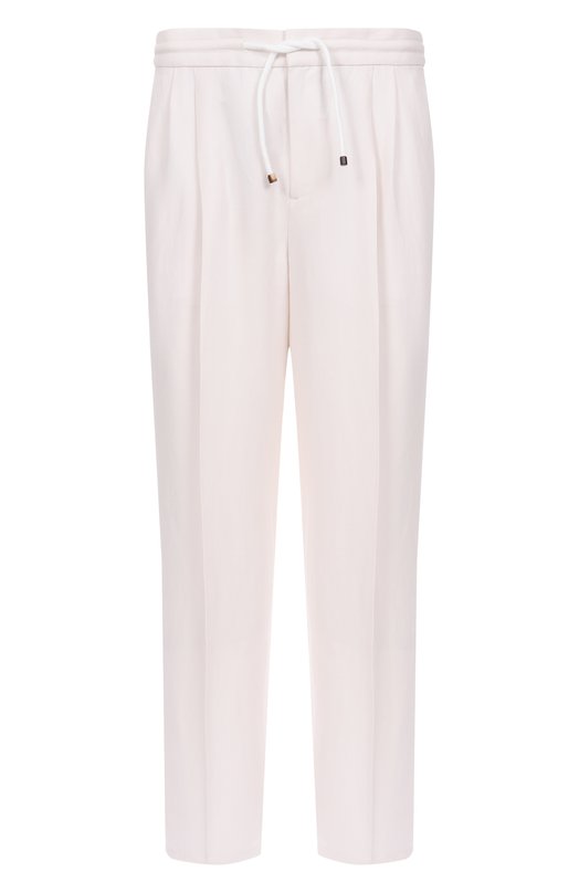 Брюки изо льна и хлопка Brunello Cucinelli MH255E1710 Кремовый MH255E1710
