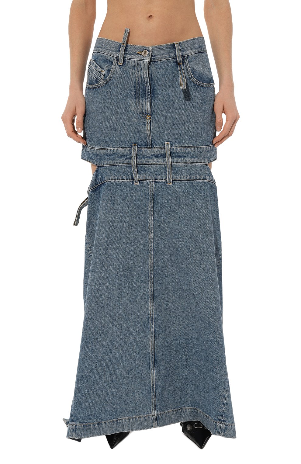 Джинсовая юбка THE ATTICO голубого цвета по цене 94600 руб., арт. 247WCS191, фото 3 Джинсовая юбка THE ATTICO, арт. 247WCS191, фото 3