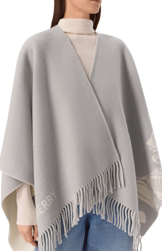 Пончо из шерсти и кашемира Burberry 8110228 Серый  8110228 Фото 5