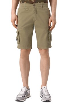 Мужские хлопковые шорты AERONAUTICA MILITARE хаки цвета, арт. 241/BE066CT1122 | Фото 3 (Длина Шорты М: До колена; Материал внешний: Хлопок; Принт: Без принта; Случай: Повседневный; Стили: Милитари)