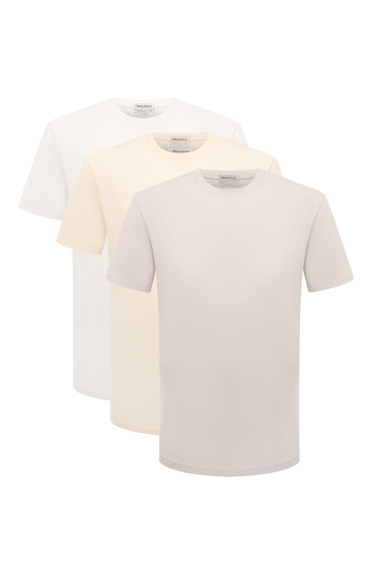Мужского комплект из трех футболок MAISON MARGIELA кремового цвета, арт. S50GC0687/S23973 | Фото 1 (Региональные ограничения белый список (Axapta Mercury): Не проставлено; Нос: Не проставлено; Принт: Без принта; Материал внешний: Хлопок; Рукава: Короткие; Мужское Кросс-КТ: Футболка-одежда)