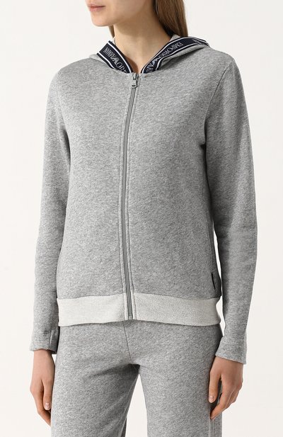 Хлопковый кардиган на молнии с капюшоном EMPORIO ARMANI, арт. 164076/8P287, фото 3