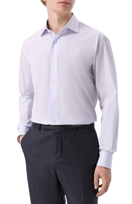 Хлопковая сорочка Brioni RCB10L/0D04H Голубой  RCB10L/0D04H Фото 3