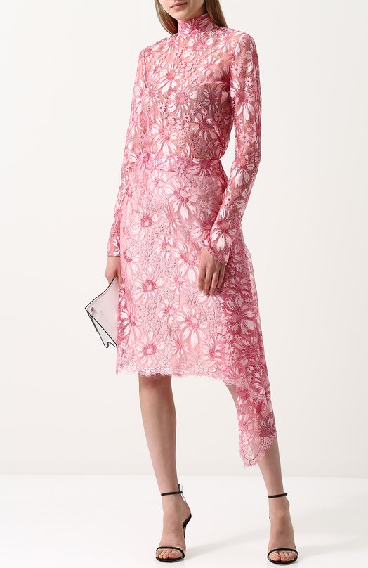 Кружевная юбка-миди асимметричного кроя CALVIN KLEIN 205W39NYC Розовый, фото 2