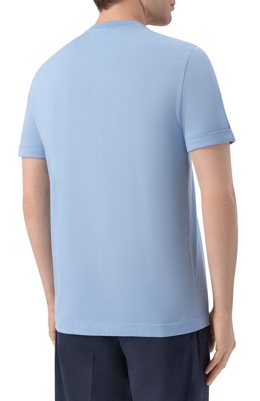 Хлопковая футболка Kiton UMK0891 Голубой  UMK0891 Фото 4