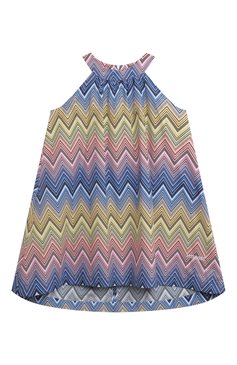 Детское хлопковый сарафан MISSONI разноцветного цвета, арт. MU1A82/P0388/4-10 | Фото 1 (Рукава: Короткие; Девочки Кросс-КТ: Сарафан-одежда; Материал сплава: Проставлено; Материал внешний: Хлопок; Драгоценные камни: Проставлено; Ростовка одежда: 8 лет | 128 см, 4 года | 104 см, 6 лет | 116 см, 10 - 11 лет | 140 - 146см)