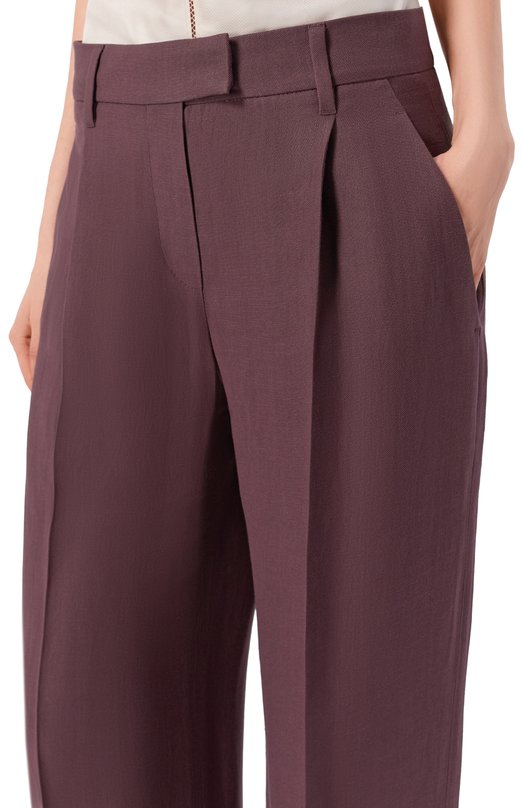 Брюки из вискозы и льна Brunello Cucinelli MH126P8884 Фиолетовый  MH126P8884 Фото 5