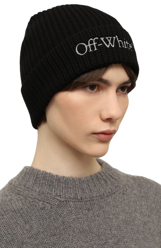 Шерстяная шапка Off-White 0WLC017F23KNI005 Чёрный  0WLC017F23KNI005 Фото 2