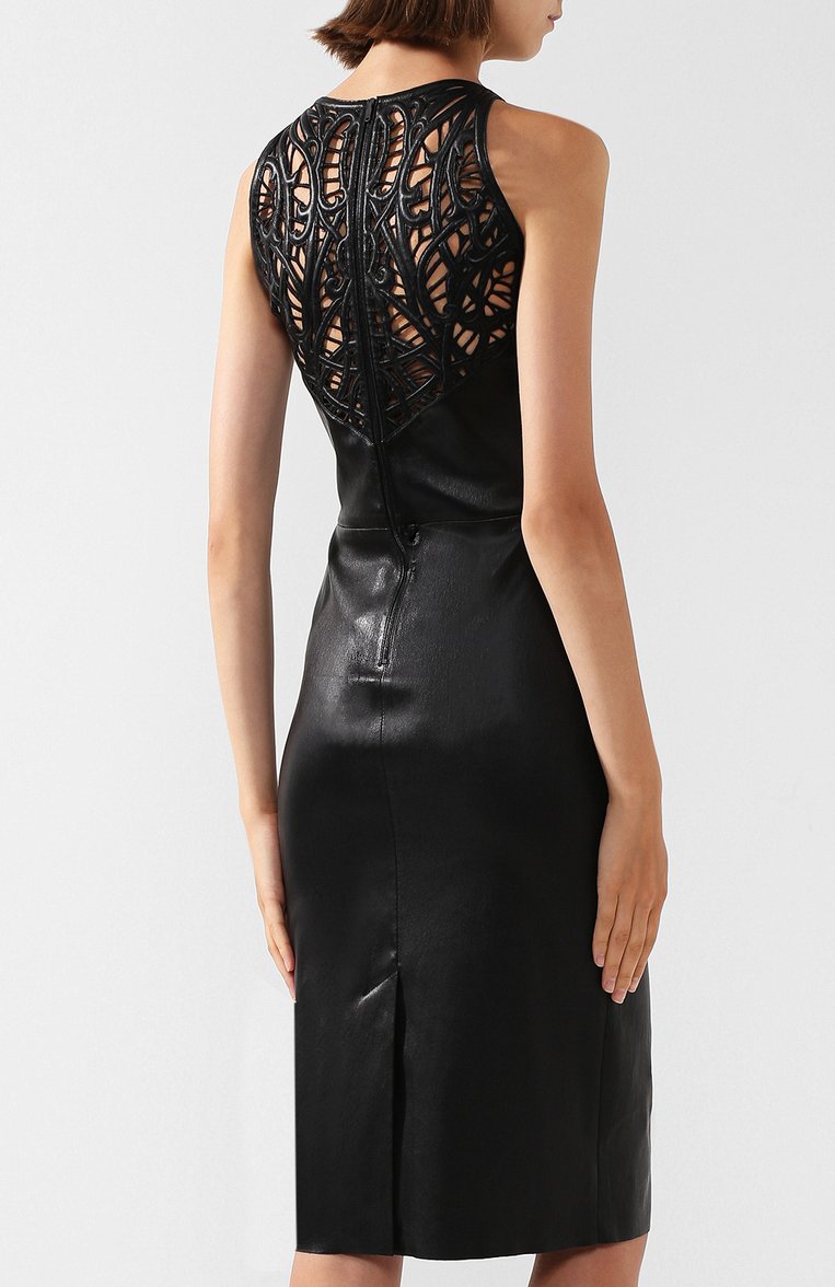 Приталенное кожаное платье с декоративной вставкой JITROIS, арт. DRESS L0LA BR0DEE AGNEAU STRETCH, фото 1