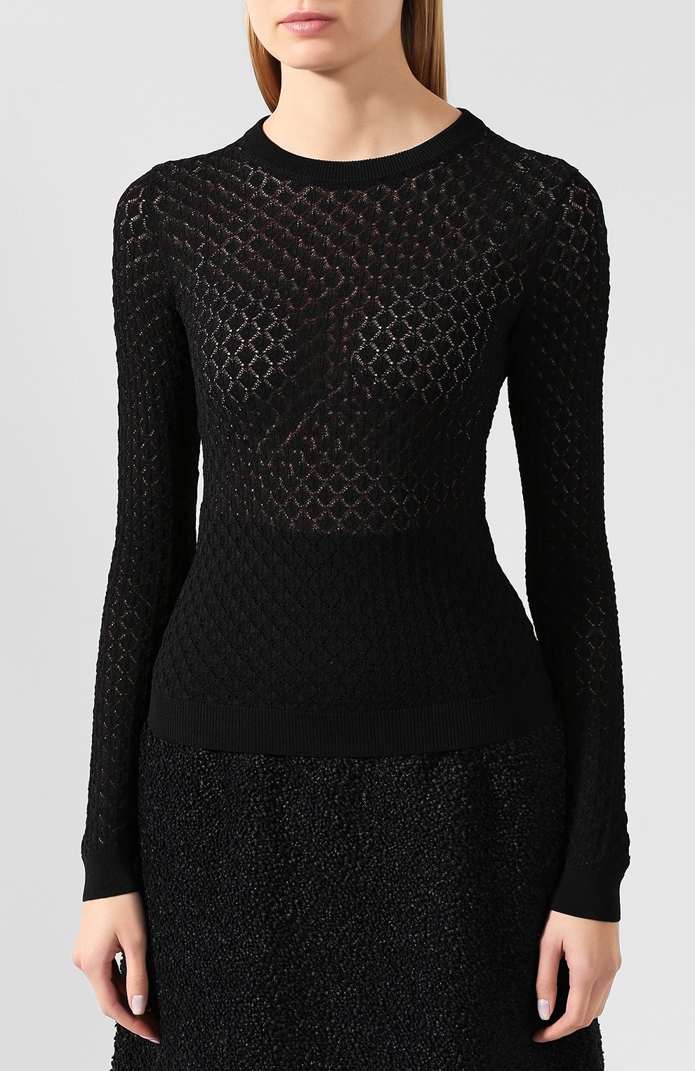Пуловер из вискозы DOLCE & GABBANA черного цвета по цене 85700 руб., арт. FX455T/JAIC0, фото 3 Пуловер из вискозы DOLCE & GABBANA, арт. FX455T/JAIC0, фото 3