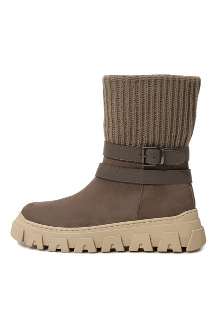 Детские полусапоги JARRETT темно-бежевого цвета, арт. J3TR230A/NUBUCK/LEATHER/35-40 | Фото 2 (Материал сплава: Проставлено; Нос: Не проставлено; Материал внутренний: Натуральная кожа; Материал внешний: Натуральная кожа)