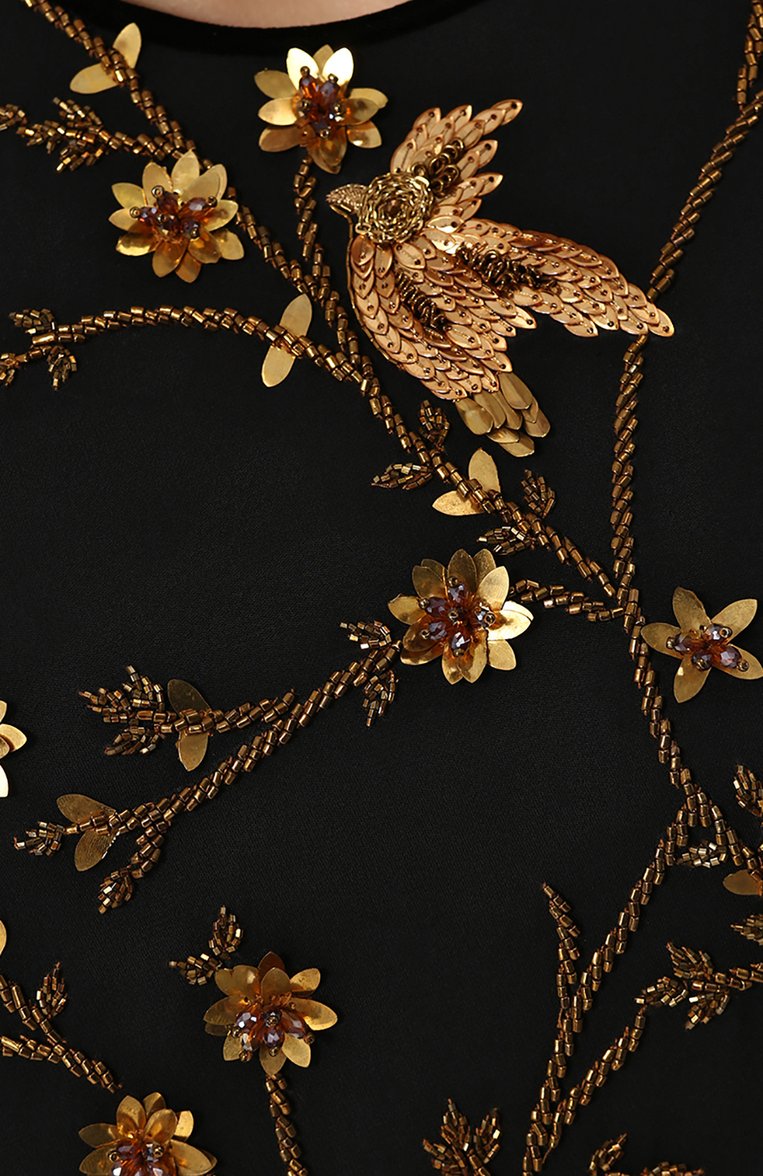 Шелковое платье-макси с подолом и контрастной вышивкой NAEEM KHAN, арт. PF17-003G, фото 5