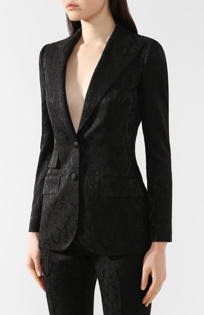 Жаккардовый жакет DOLCE & GABBANA черного цвета по цене 275000 руб., арт. F296TT/FJRDK, фото 3 Жаккардовый жакет DOLCE & GABBANA, арт. F296TT/FJRDK, фото 3