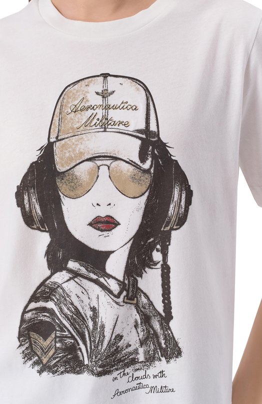 Хлопковая футболка Aeronautica Militare TS2494DJ00359 Белый  TS2494DJ00359 Фото 5