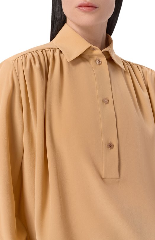 Шелковая блузка Saint Laurent 860987/Y100W Бежевый  860987/Y100W Фото 5