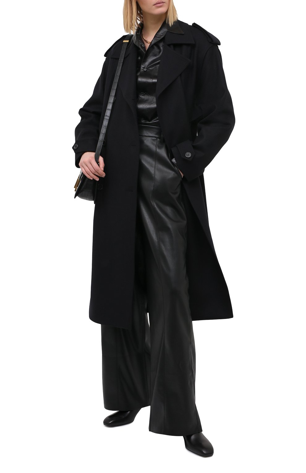 Шерстяное пальто SAINT LAURENT черного цвета по цене 377000 руб., арт. 630496/Y136V, фото 2 Шерстяное пальто SAINT LAURENT, арт. 630496/Y136V, фото 2