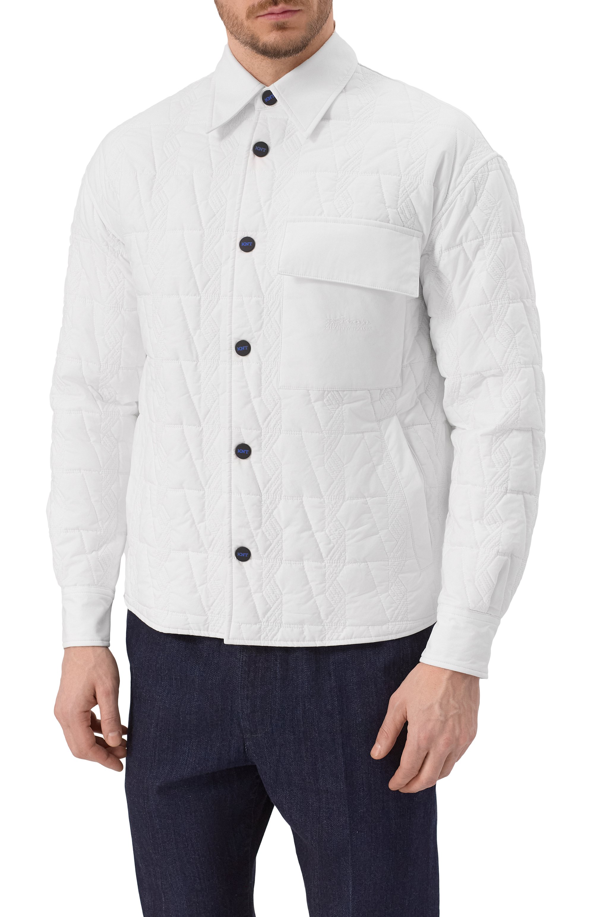 Хлопковая куртка-рубашка KITON белого цвета по цене 255000 руб., арт. UGK097K0753F02, фото 3 Хлопковая куртка-рубашка KITON, арт. UGK097K0753F02, фото 3