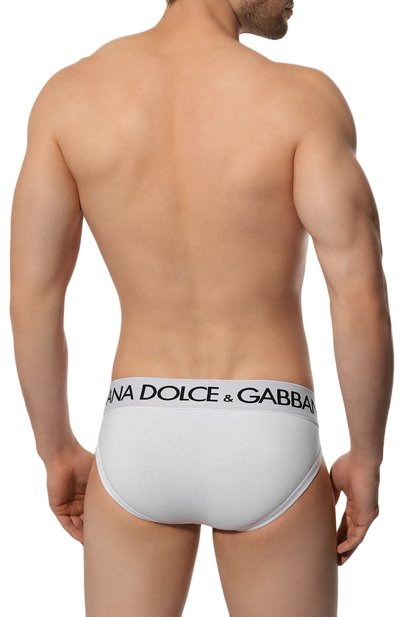 Хлопковые брифы DOLCE & GABBANA белого цвета по цене 6315 руб., арт. M3D03J/0NN97, фото 3 Хлопковые брифы DOLCE & GABBANA, арт. M3D03J/0NN97, фото 3