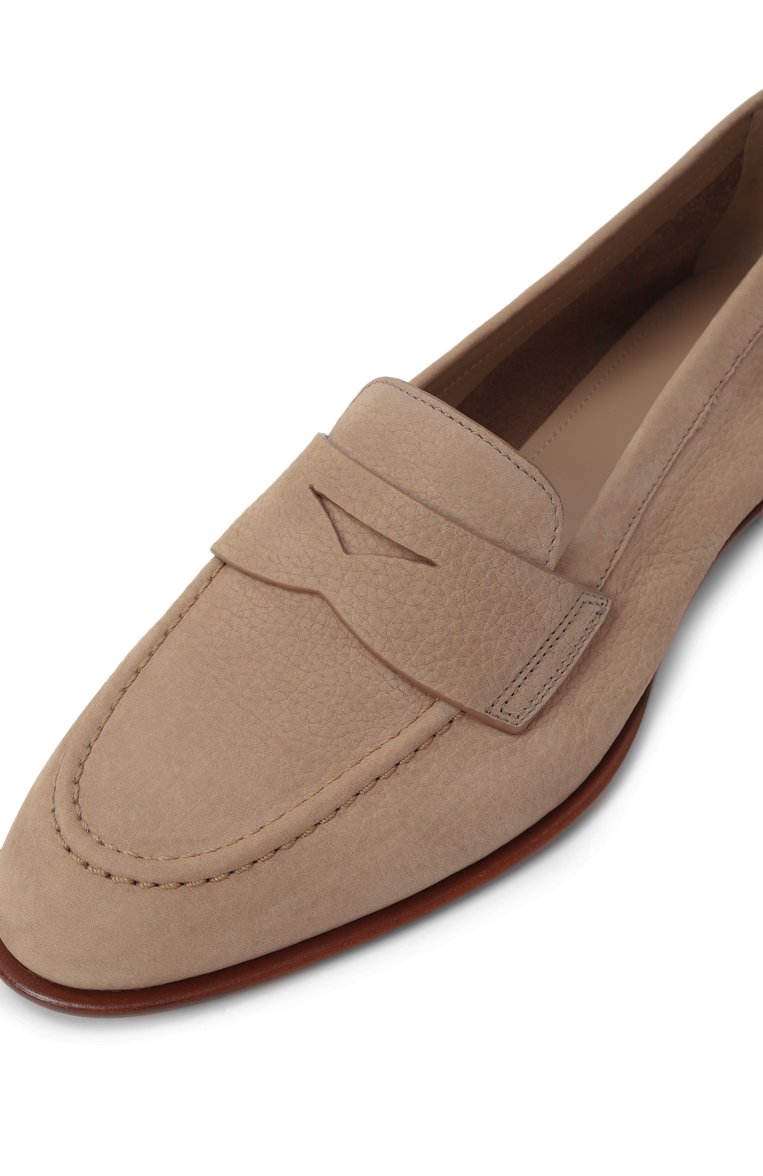 Женские пенни-лоферы из нубука SANTONI бежевого цвета, арт. WUSG59962HAFSPRX | Фото 7 (Каблук высота: Низкий; Подошва: Плоская; Материал внутренний: Натуральная кожа; Материал внешний: Натуральная кожа)