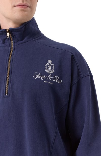 Хлопковый свитшот SPORTY AND RICH темно-синего цвета по цене 28100 руб., арт. ST073606231BL106, фото 5 Хлопковый свитшот SPORTY AND RICH, арт. ST073606231BL106, фото 5