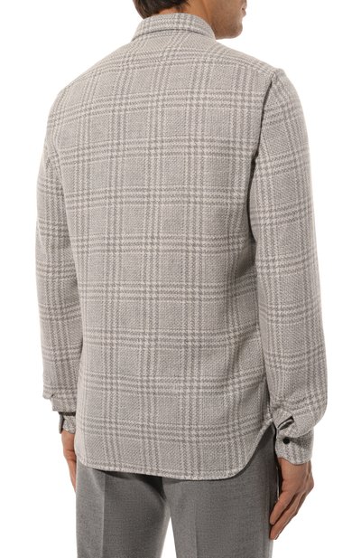 Рубашка из шерсти и шелка KITON серого цвета по цене 109500 руб., арт. UMCBUBAK0169E14, фото 4 Рубашка из шерсти и шелка KITON, арт. UMCBUBAK0169E14, фото 4