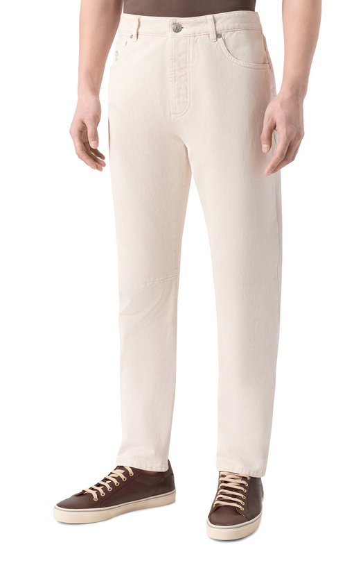Джинсы Leisure fit Brunello Cucinelli M237UX1290 Кремовый  M237UX1290 Фото 3